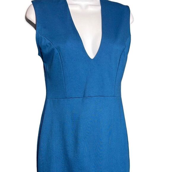 Akira Chicago Women's Sheath Dress V Neck Mini Sleeveless Stretch Blue Large - Picture 2 of 7